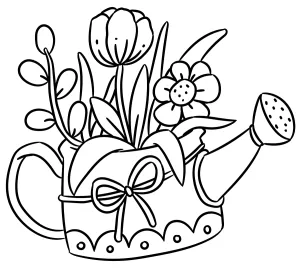 Beautiful Watering Can Filled with Flowers and Decorated with Ribbon Bow 💐🎀🌼🌷