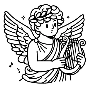 Young Greek God Apollo with Wings Playing Lyre 🎶👼