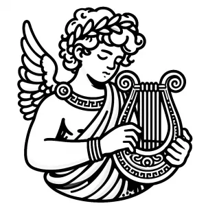 Young Greek God Apollo with Wings Playing Lyre 🎵👼