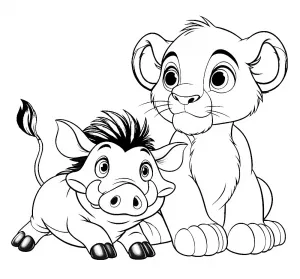 Young Lion King Simba and Pumbaa Warthog 🦁👑🐗
