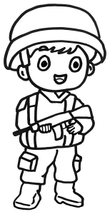 Young Soldier with a Friendly Smile and a Gun 👦💪🎖️