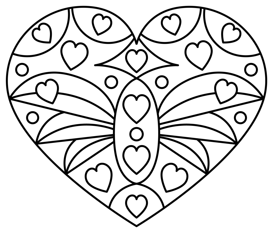 Abstract Heart Pattern with Intricate Design 💖💜❤️ Coloring Page