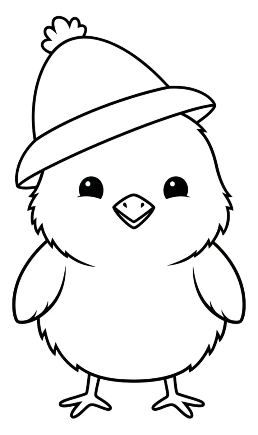 Adorable Baby Chick Wearing an Easter Hat 🐥🌸🎩 Coloring Page