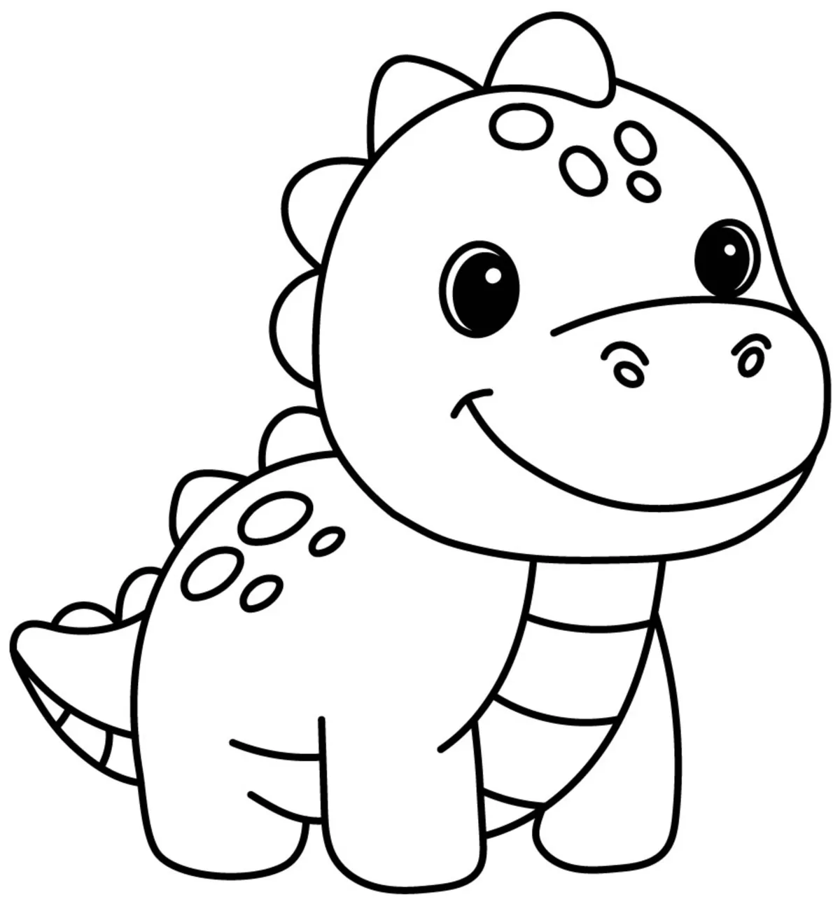 Adorable Baby Dino with a Friendly Smile 🦖💚😊 Coloring Page