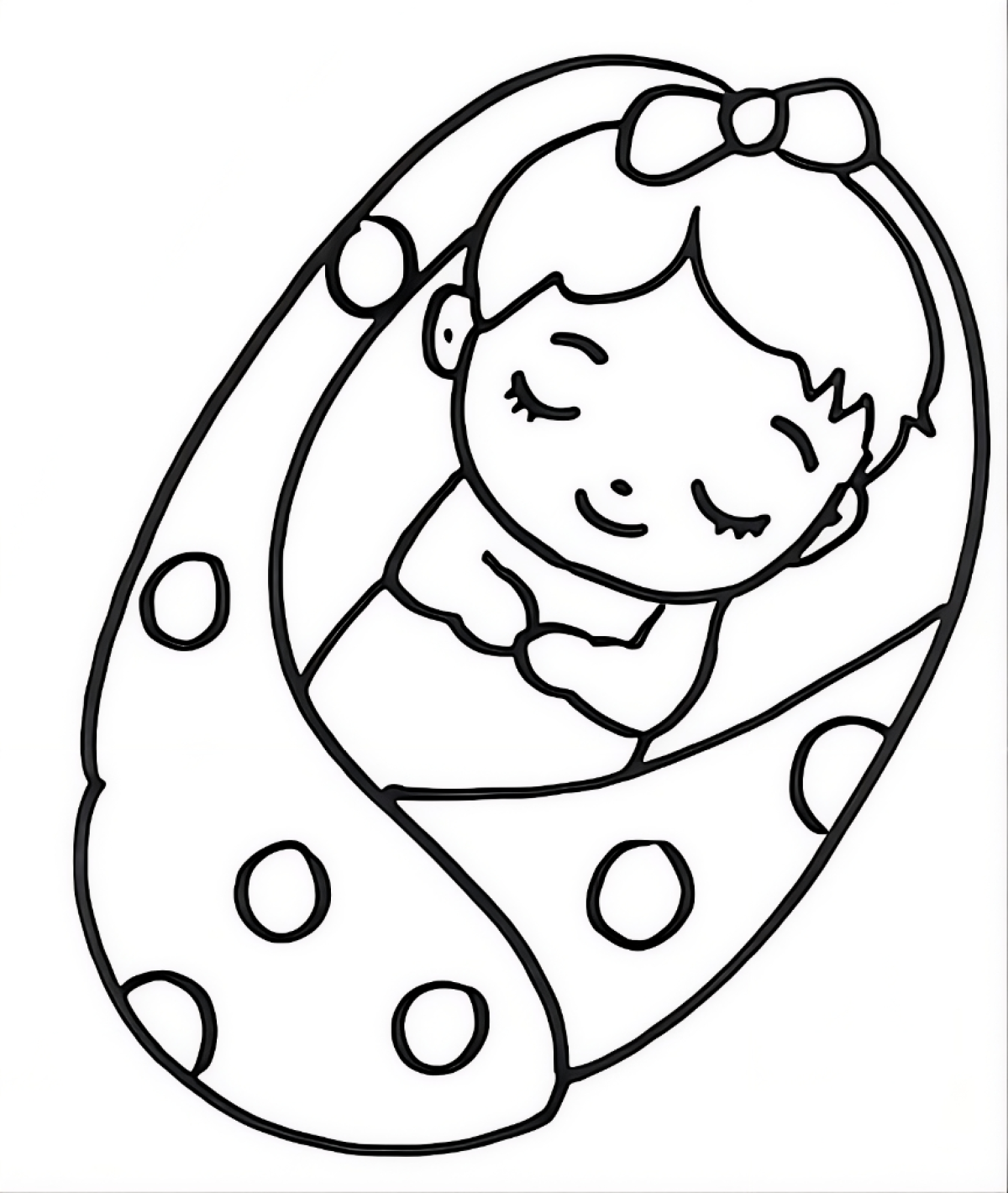 Adorable Baby Girl Sleeping with a Peaceful Expression 👶💤💖 Coloring Page