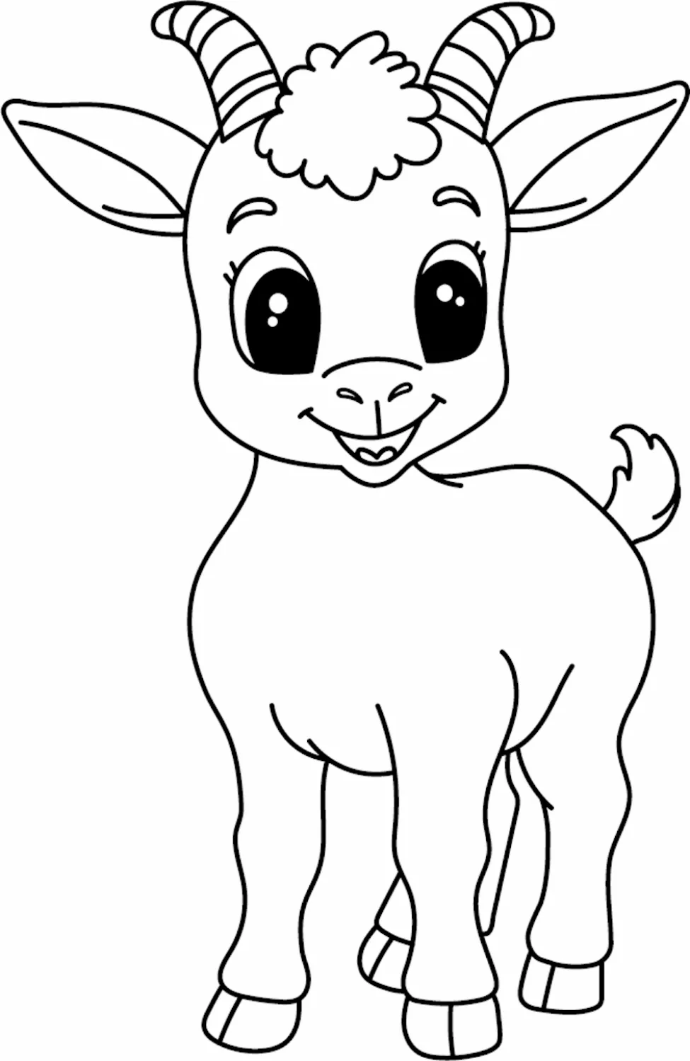 Adorable Baby Goat with Curious Eyes 🐐🤎😊 Coloring Page
