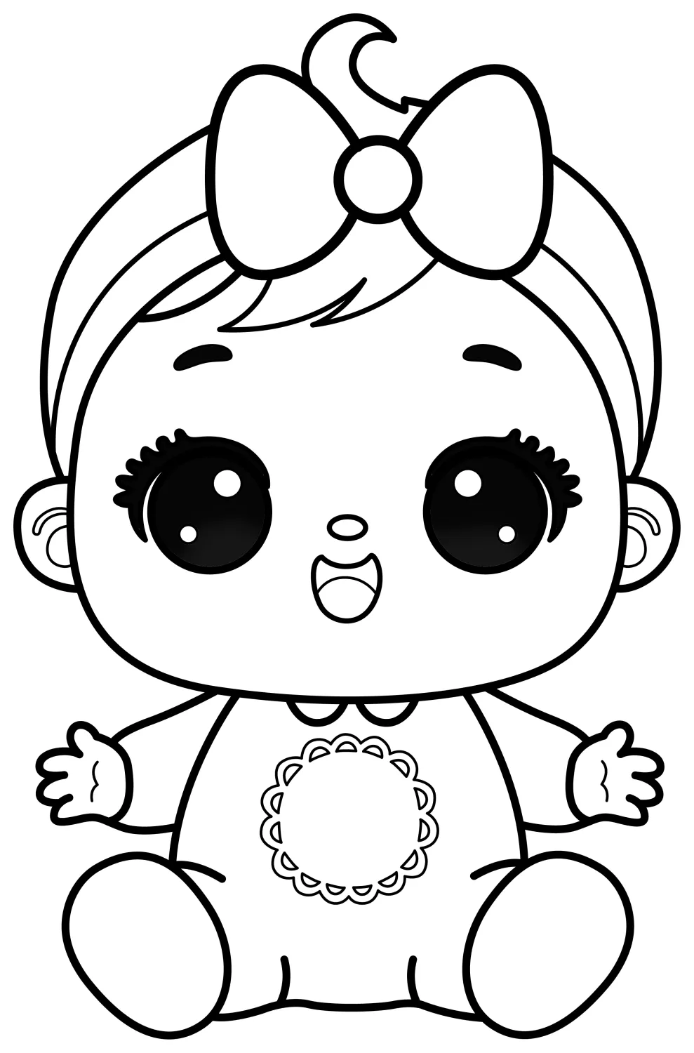 Adorable Baby with a Big Bow and a Surprised Expression 👶🎀😮 Coloring Page