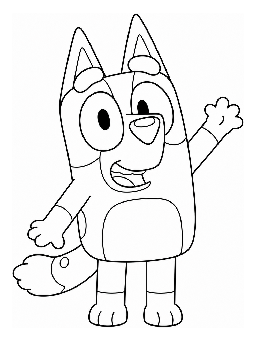 Adorable Bluey Character Waving Happily 🐕💙🌟 Coloring Page