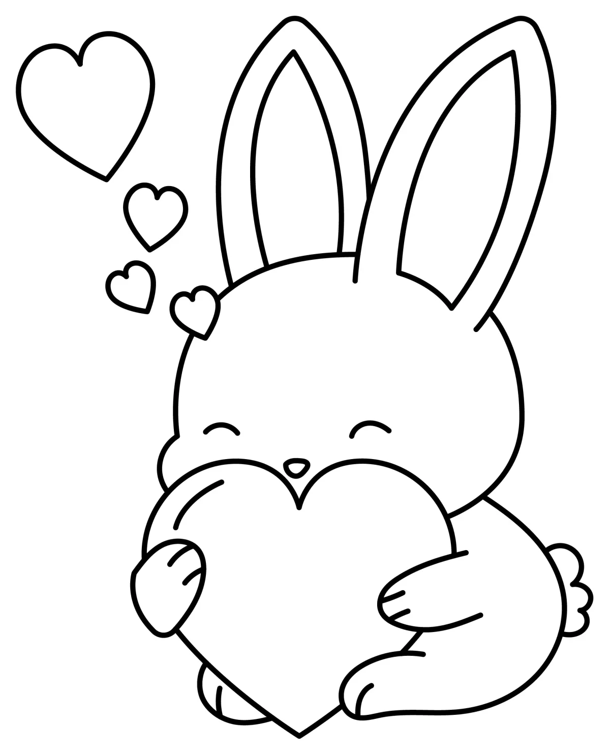 Adorable Bunny Hugging a Heart with Love 🐰💖🐇 Coloring Page