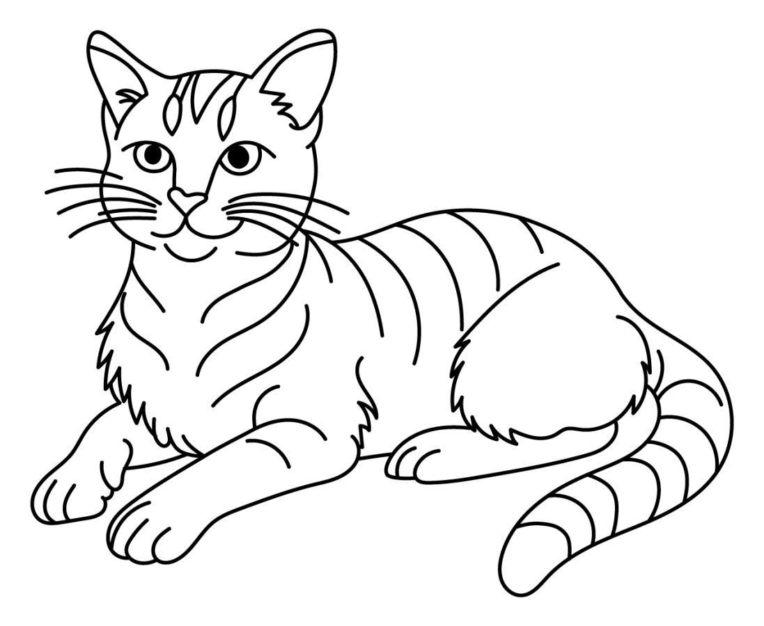 Adorable Cat Sitting with a Friendly Smile and Calm Whiskers 🐱😺🐾 Coloring Page