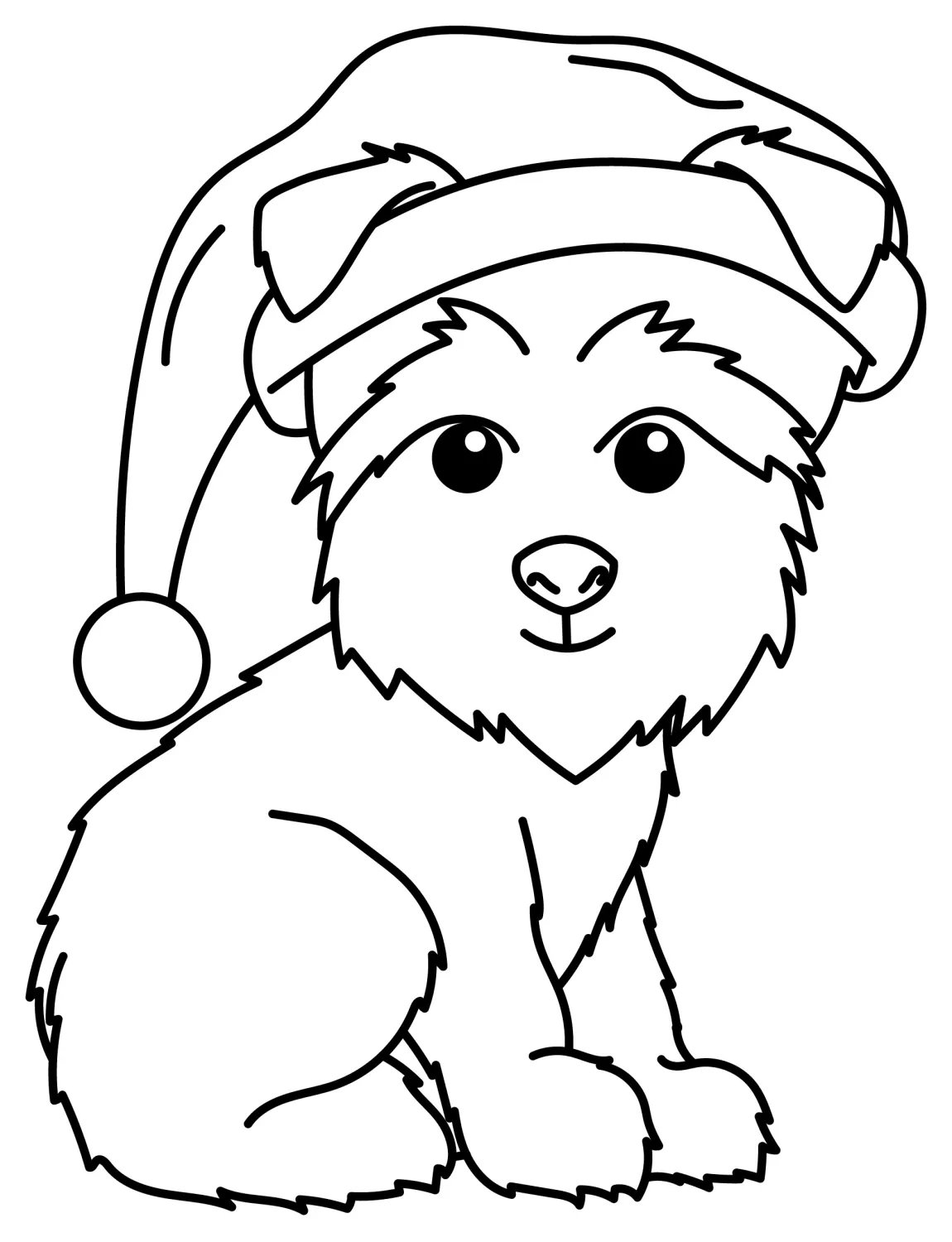 Adorable Christmas Dog 🐶🎅🐾 Coloring Page