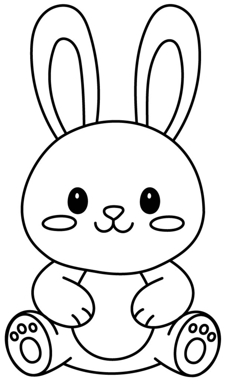 Adorable Cute Bunny Sitting with Soft Expression 🐇💕🐰 Coloring Page