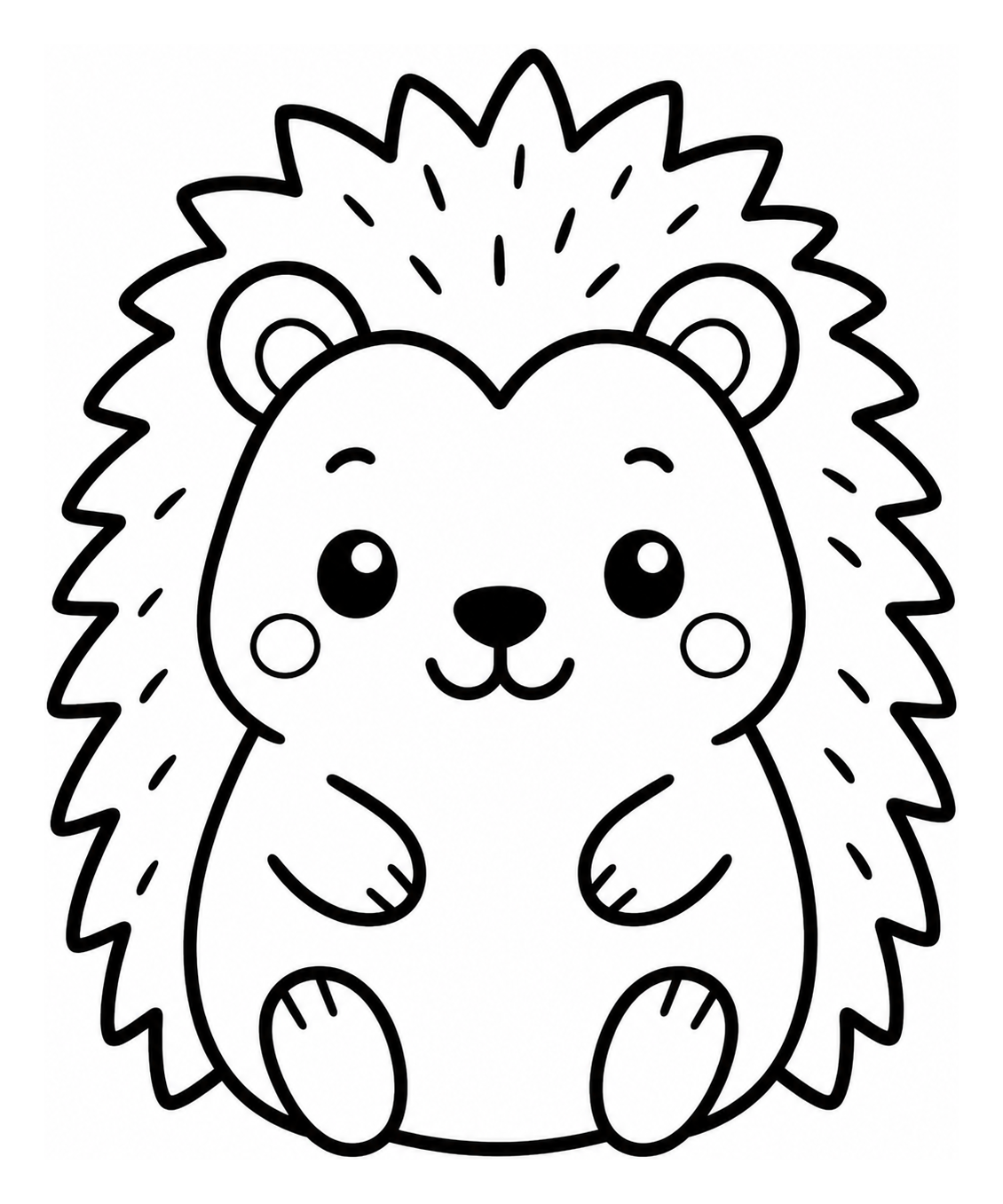 Cute Hedgehog with Friendly Face and Spiky Hair 🦔💛😊 Coloring Page
