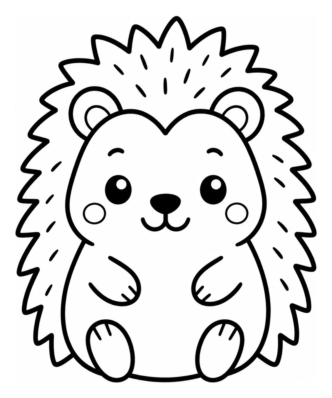 Cute Hedgehog with Friendly Face and Spiky Hair 🦔💛😊 Coloring Page