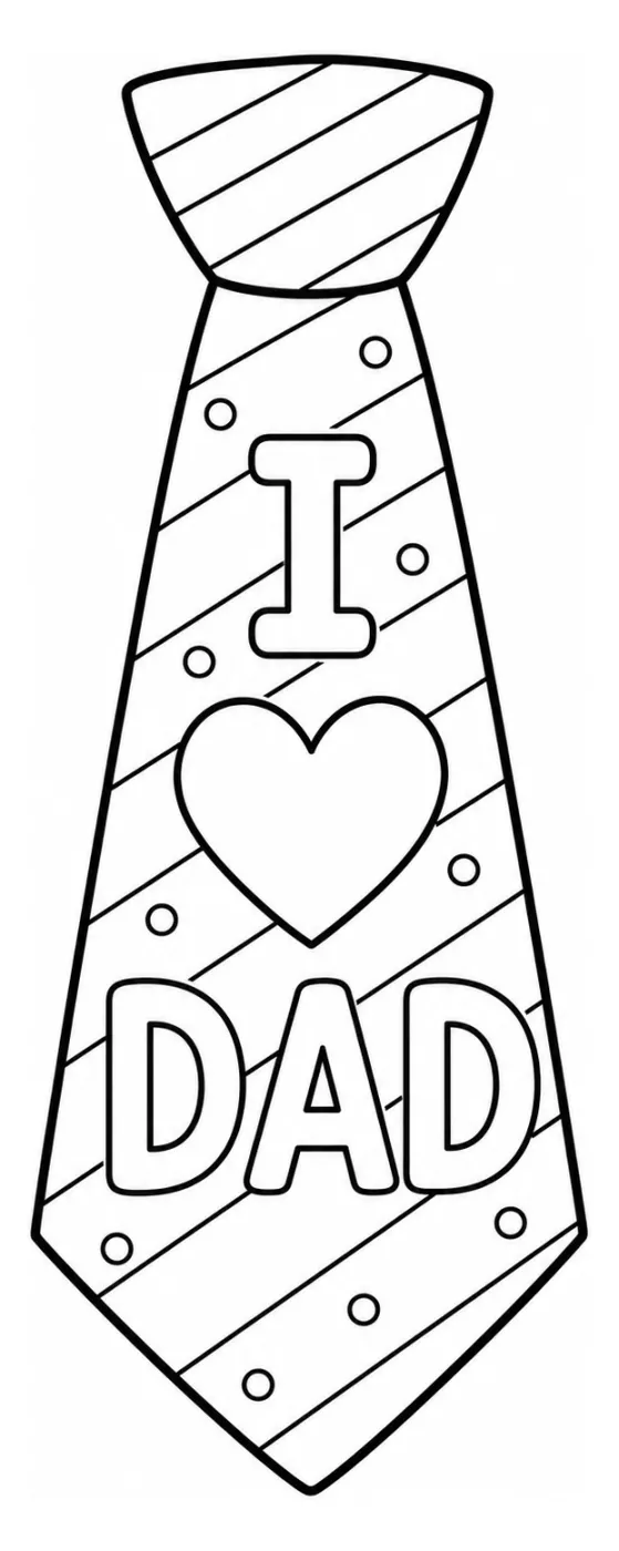 Adorable Dad Neck Tie with Heart and Love Message 👔❤️👨 Coloring Page