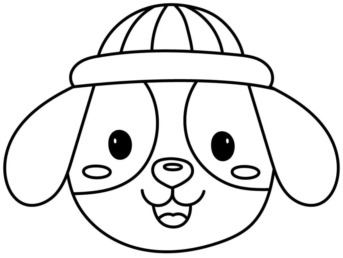 Adorable Dog Wearing a Red Hat with a Sweet Face 🐶🧢😊 Coloring Page