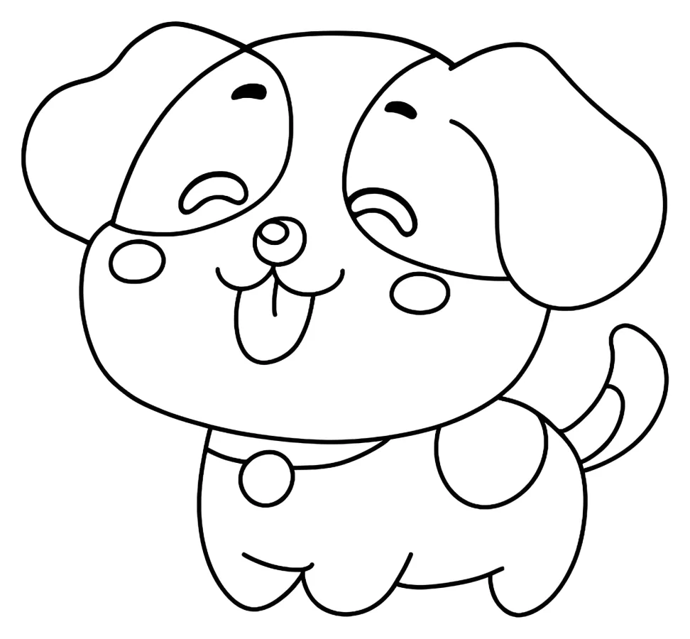 Adorable Dog with Tongue Out and Sweet Expression 🐶💕🐾 Coloring Page