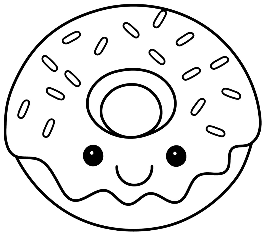 Adorable Donut with a Friendly Face and Sprinkles 🍩😊🍬 Coloring Page