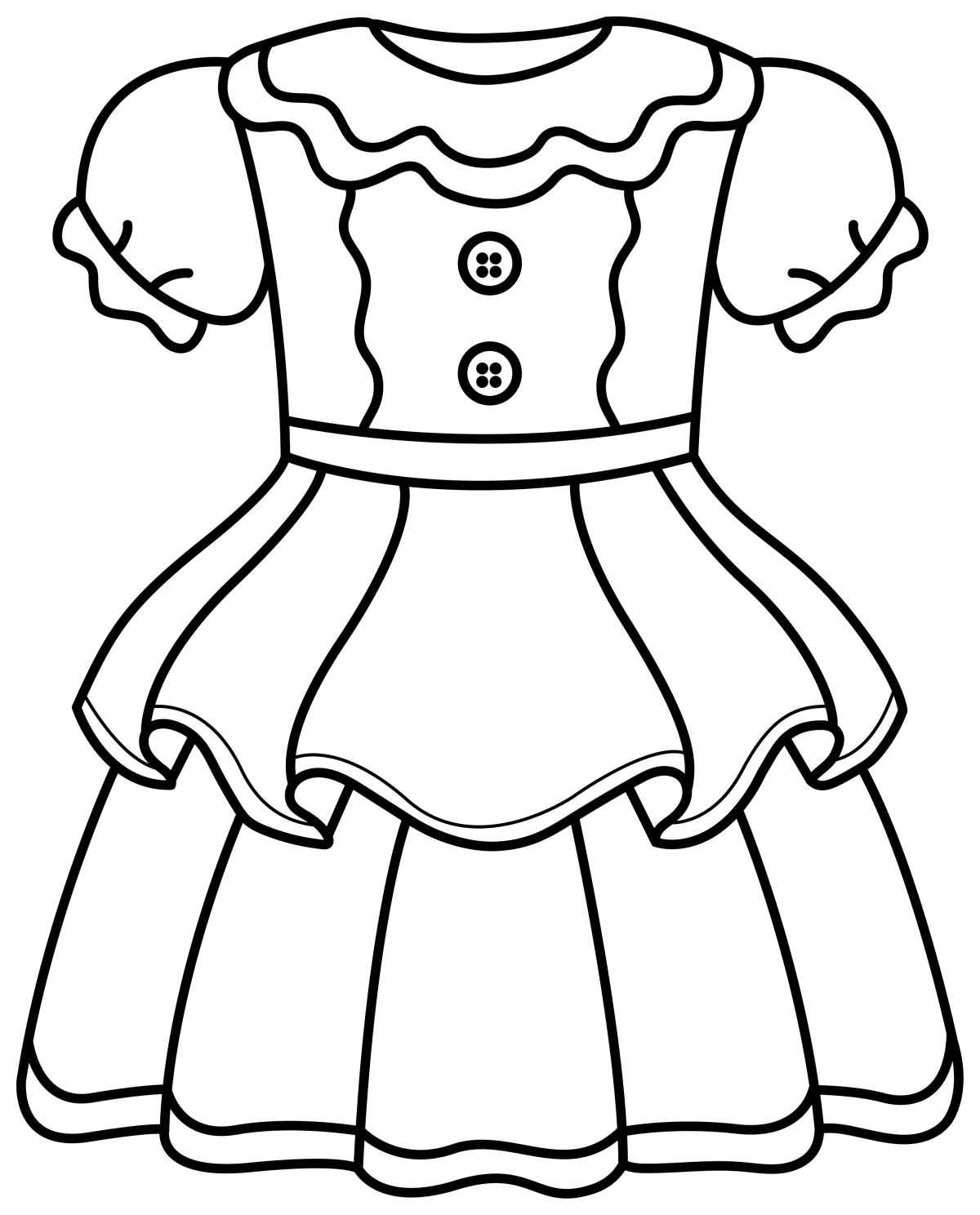 Adorable Dress with Ruffles and Buttons 🎀👗✨ Coloring Page