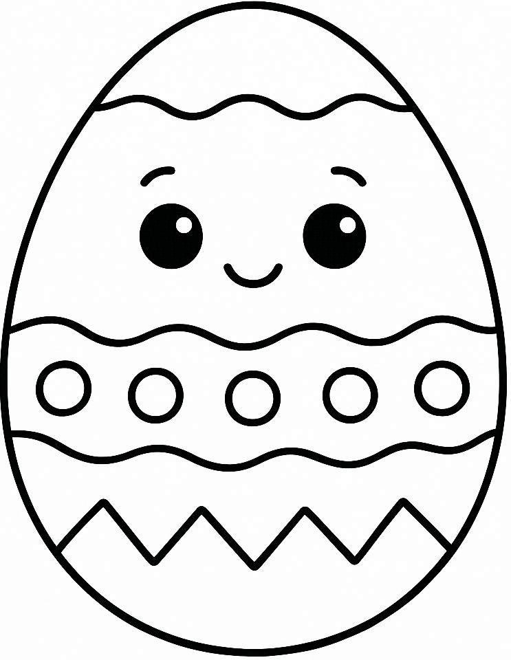 Adorable Easter Egg with Friendly Face and Dots 🐣🌸🐰 Coloring Page