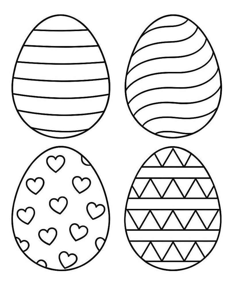 Adorable Easter Eggs with Heartwarming Patterns 🐣💖🌸 Coloring Page