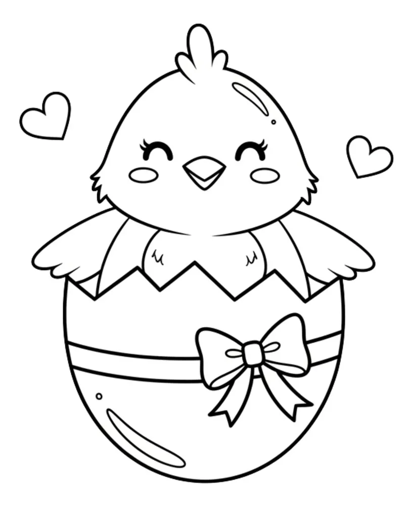 Adorable Hatching Chick with a Friendly Face 🐥💛😊 Coloring Page