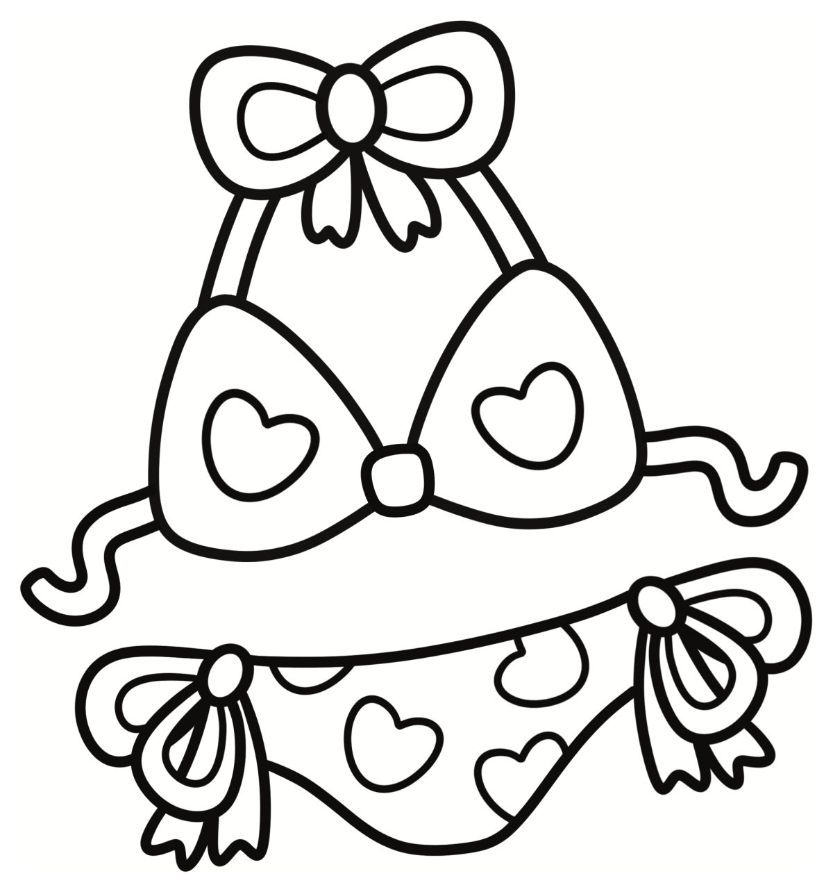 Adorable Heart Bikini with Bow Ties and Sweet Details 💖👙 Coloring Page