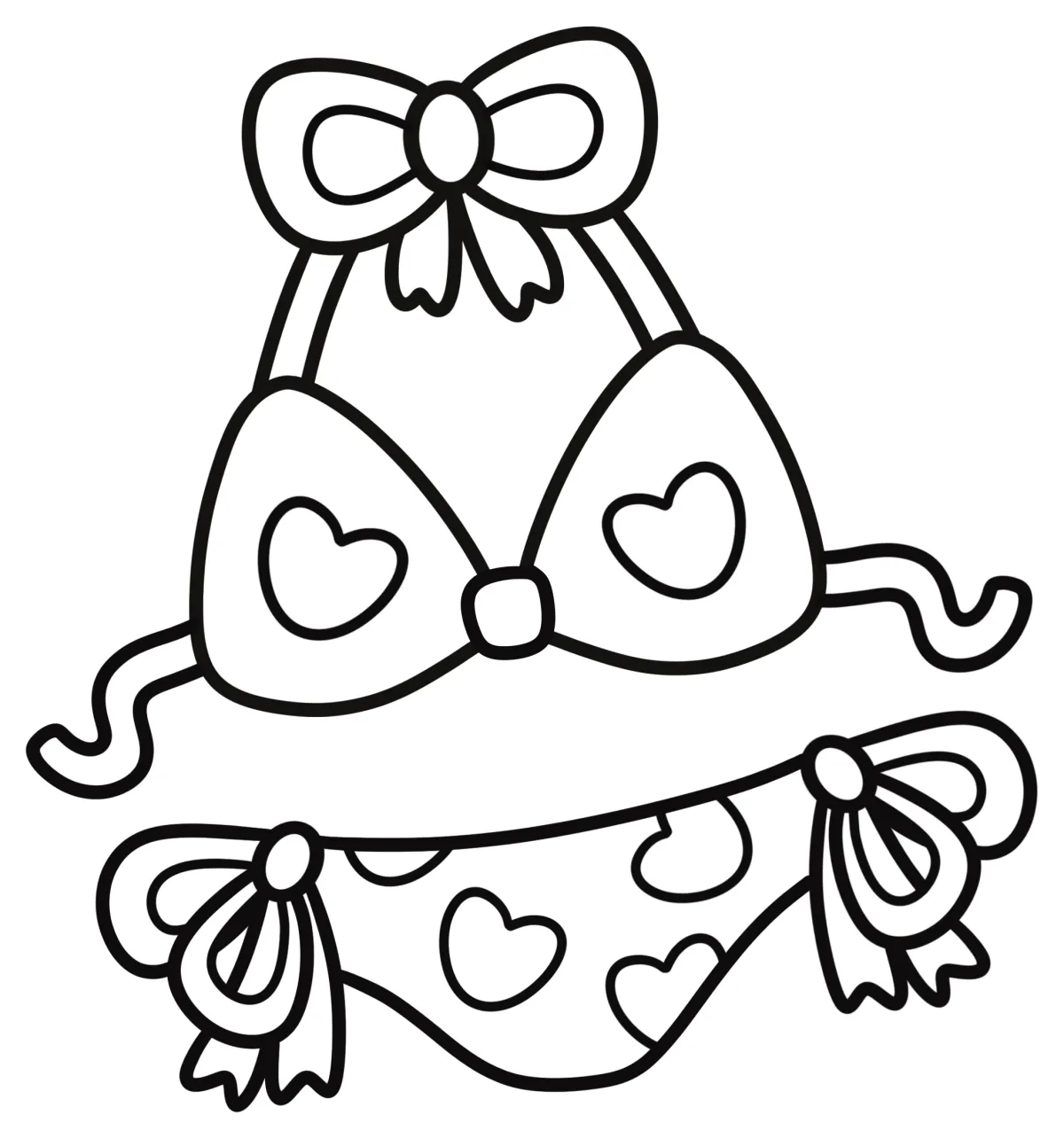 Cute Heart Bikini with Bow Ties and Sweet Details 💖👙 Coloring Page