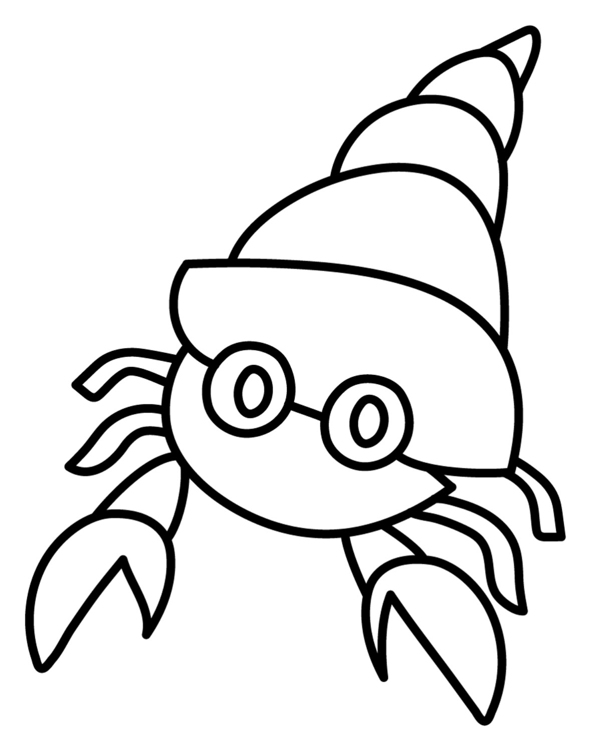 Adorable Hermit Crab with a Friendly Face 🦀🐚🌊 Coloring Page