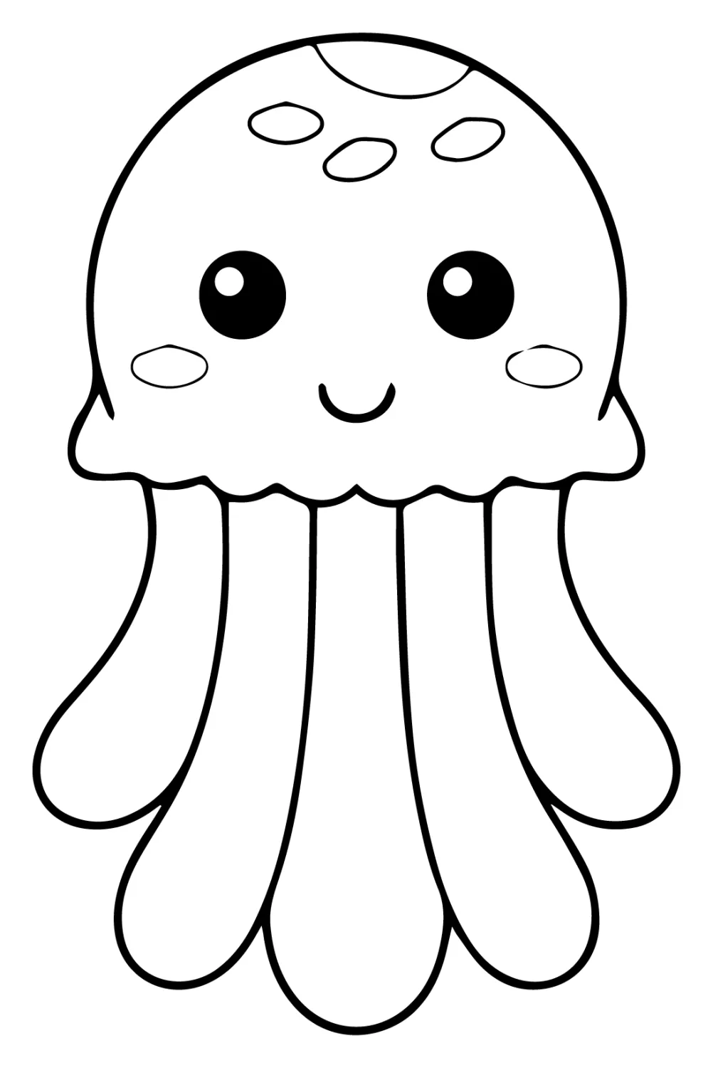Adorable Jellyfish with Colorful Tentacles and Friendly Face 🐙🌈😊 Coloring Page