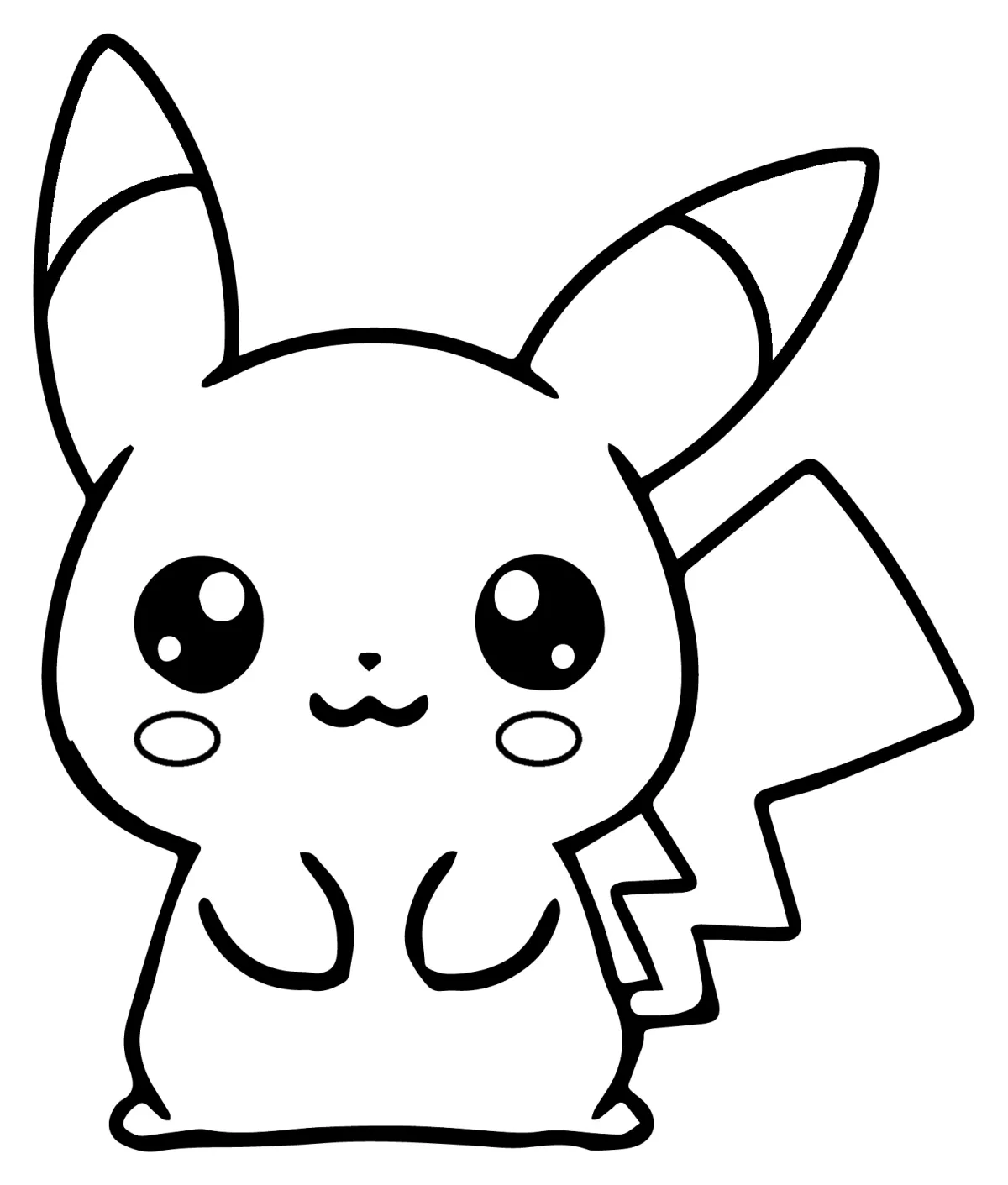 Adorable Pikachu with Pointed Ears and Red Cheeks 🐾🌟💛 Coloring Page