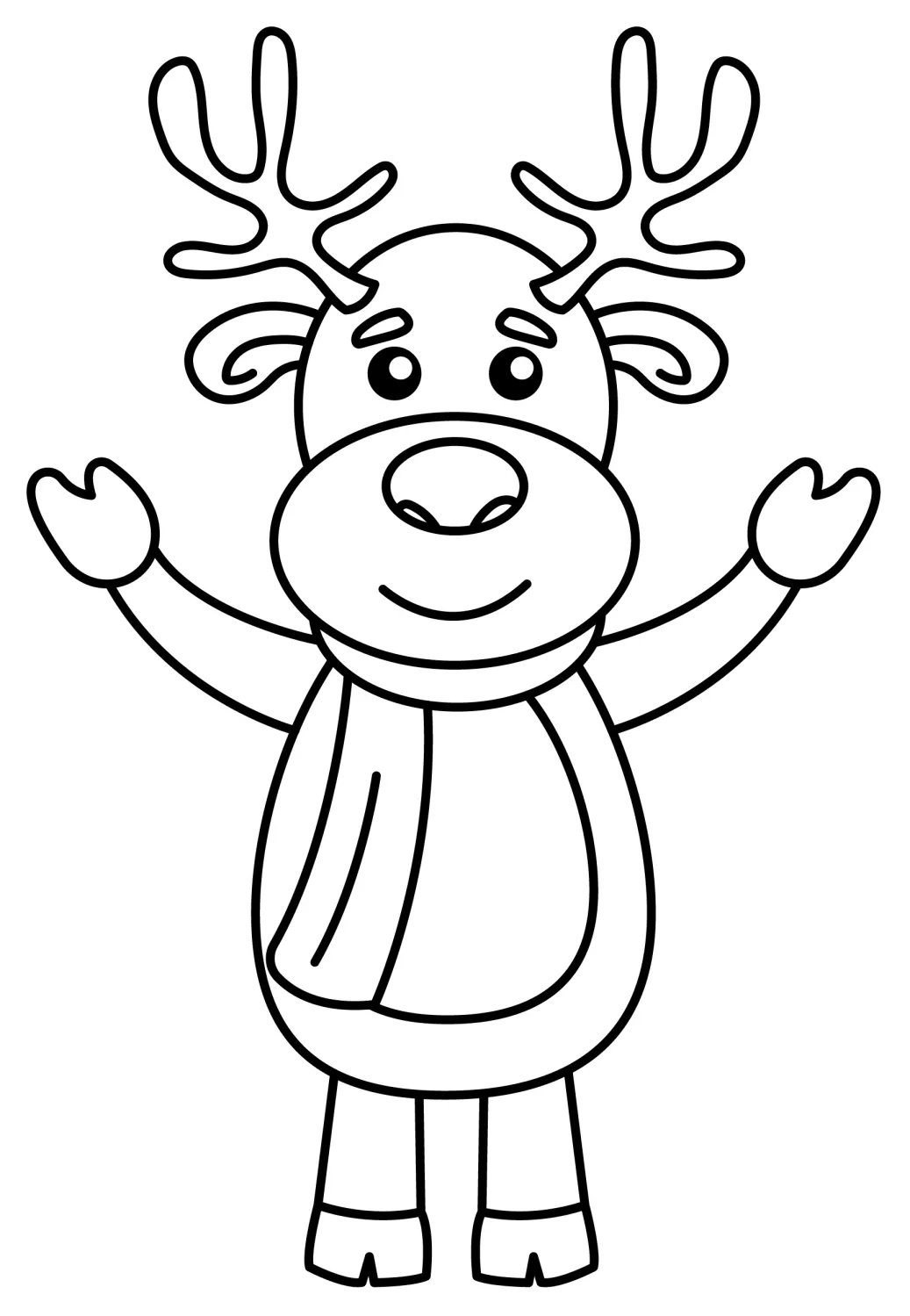 Adorable Reindeer with a Joyful Expression 🦌🎄✨ Coloring Page