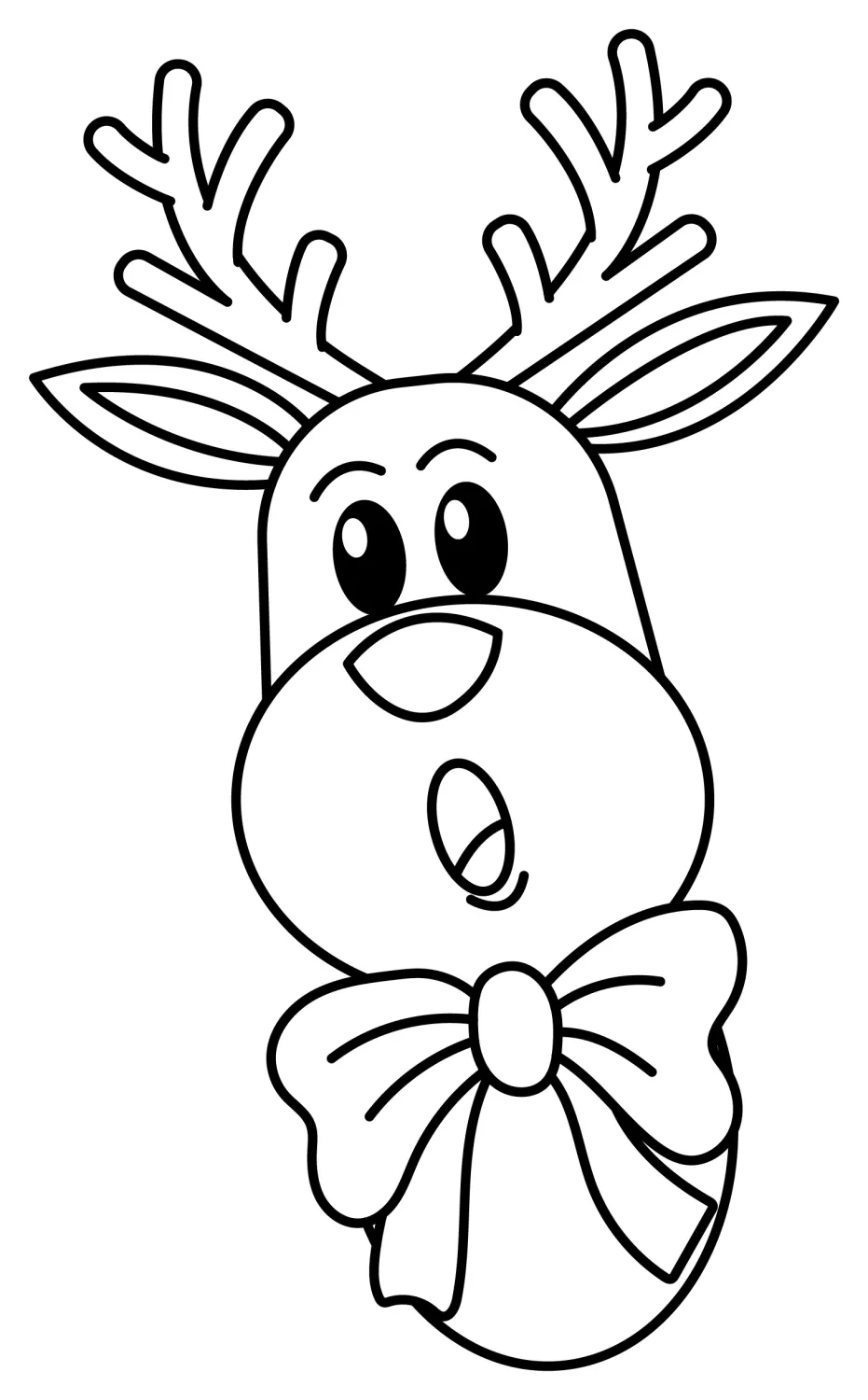 Adorable Reindeer with Antlers and Bow 🦌🎄✨ Coloring Page