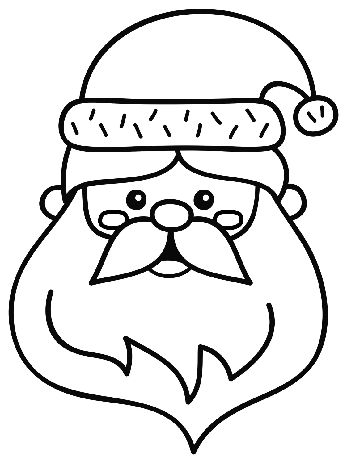 Adorable Santa Claus Face with Big Beard 🎅🎁🎄 Coloring Page