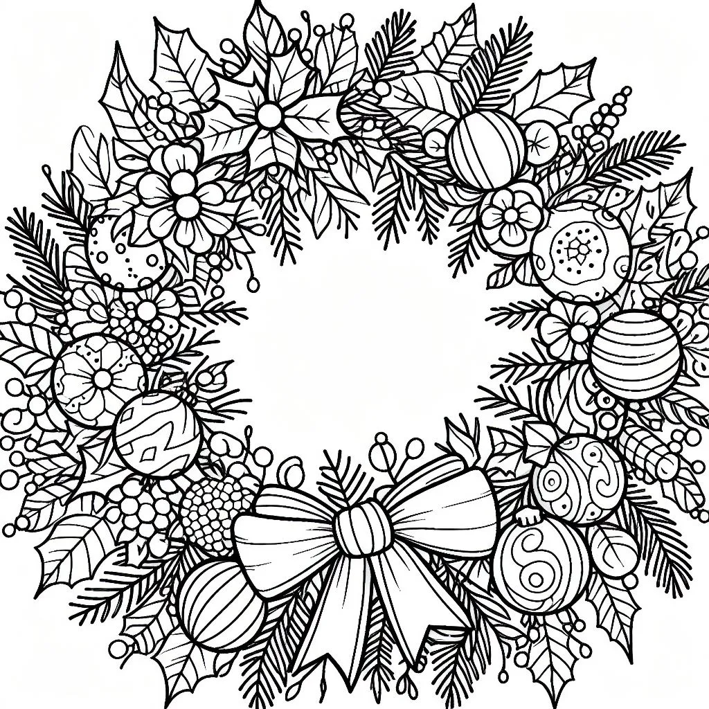 Advent Wreath for Christmas Decoration 🕯️🎄 Coloring Page