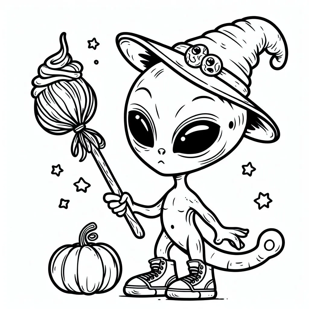 Halloween Alien 👽🎃 Coloring Page