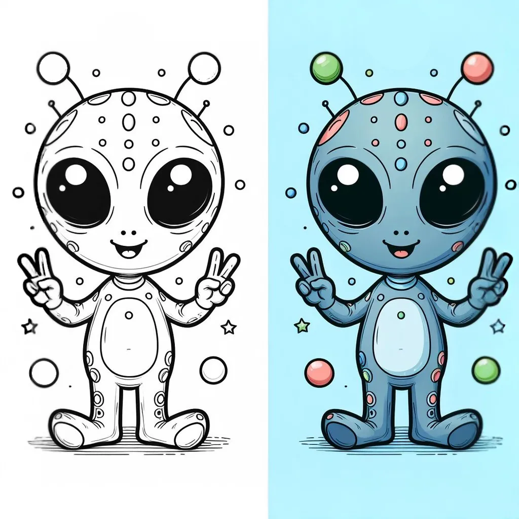Alien Peace Sign 👽✌️ Coloring Page