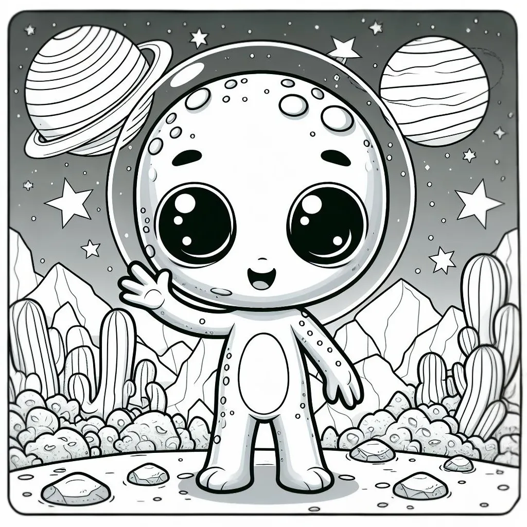 Alien on Another Planet 👽🪐 Coloring Page