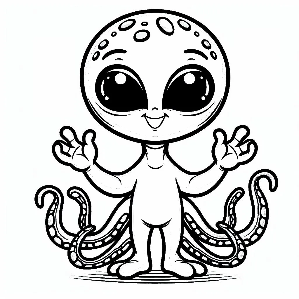 Alien with Tentacles 👽🌀 Coloring Page