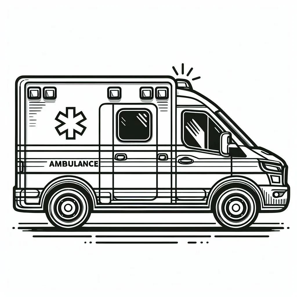 Ambulance 🚑 Coloring Page