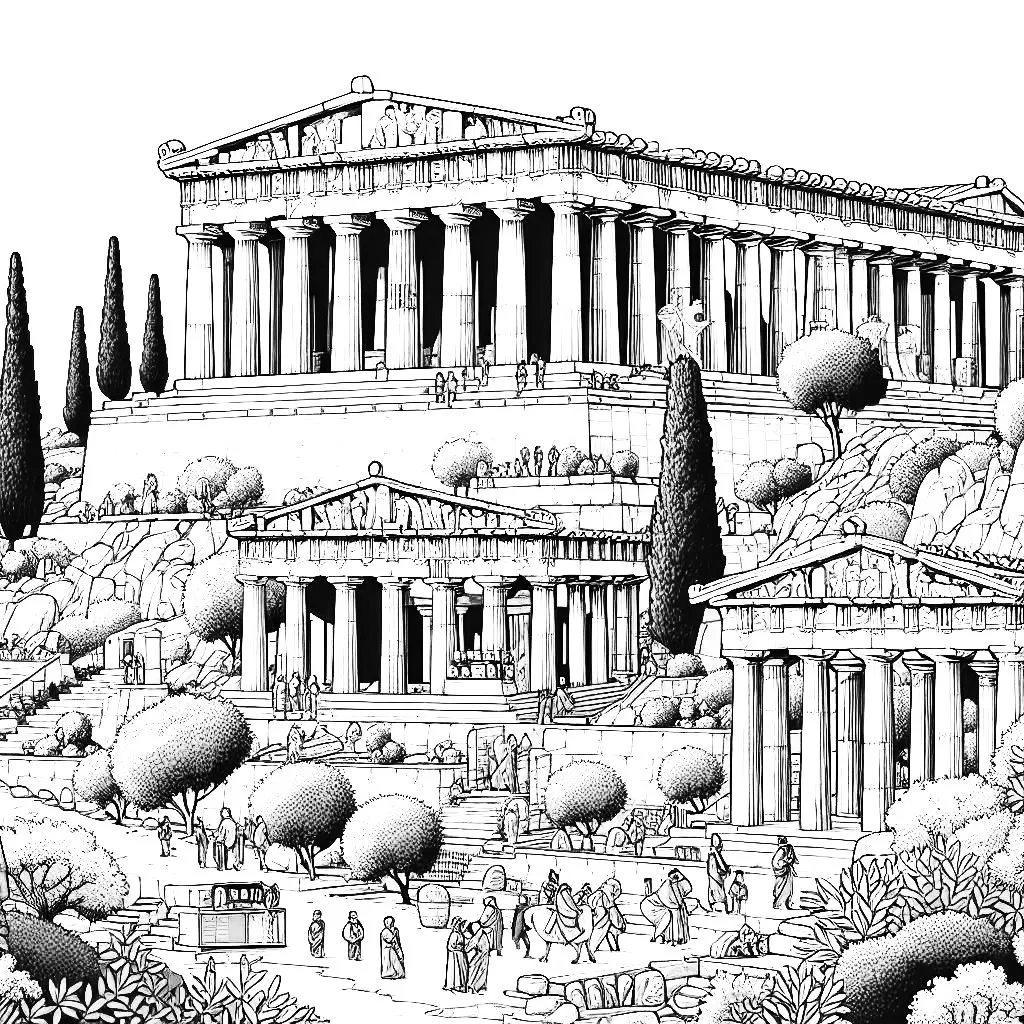 Ancient Greek Parthenon 🏛️ Coloring Page