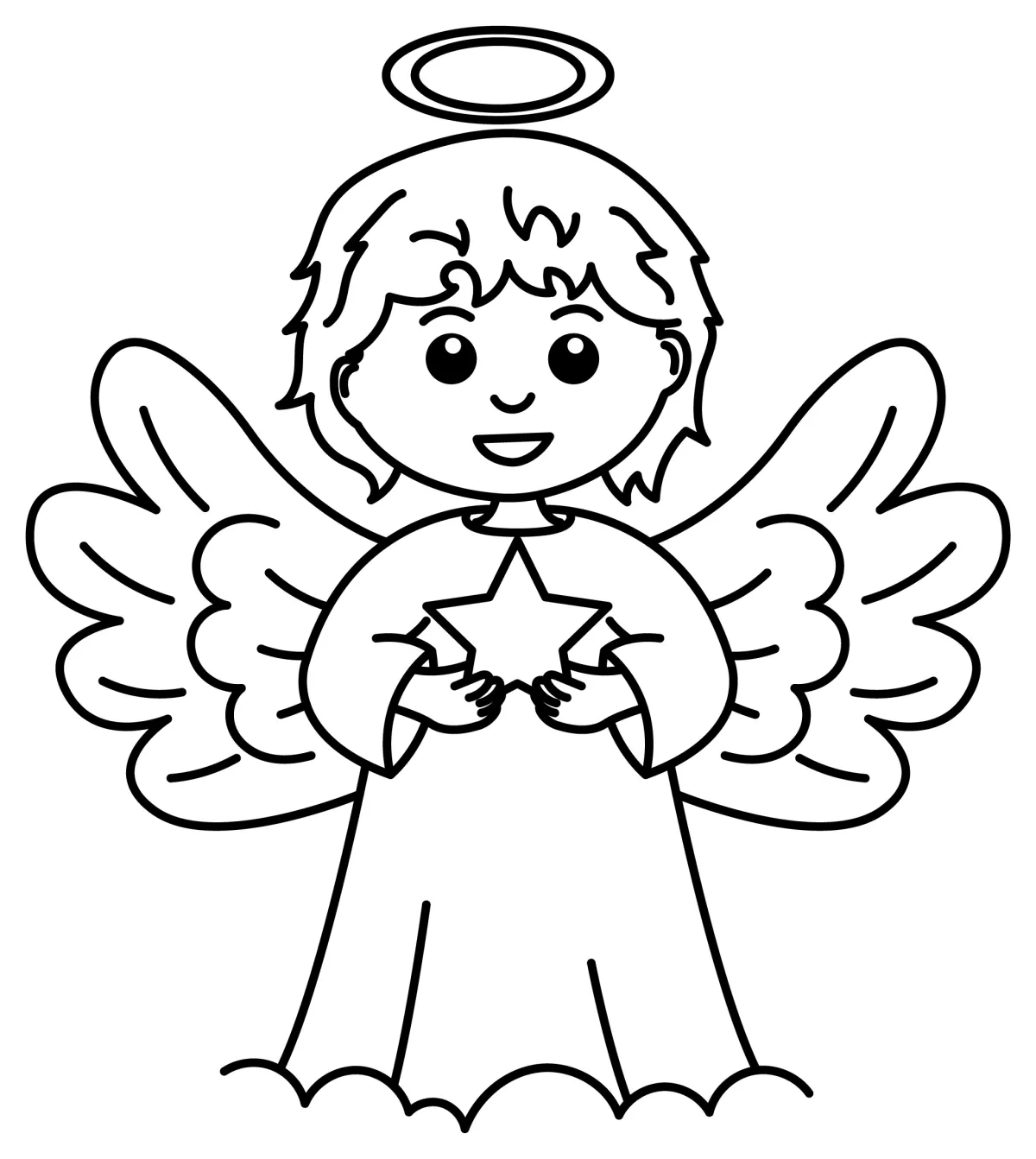Sweet Angel with Halo 😇🌟✨ Coloring Page