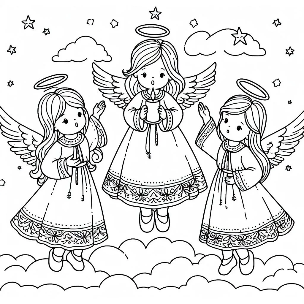 Christmas Angels 👼👼 Coloring Page
