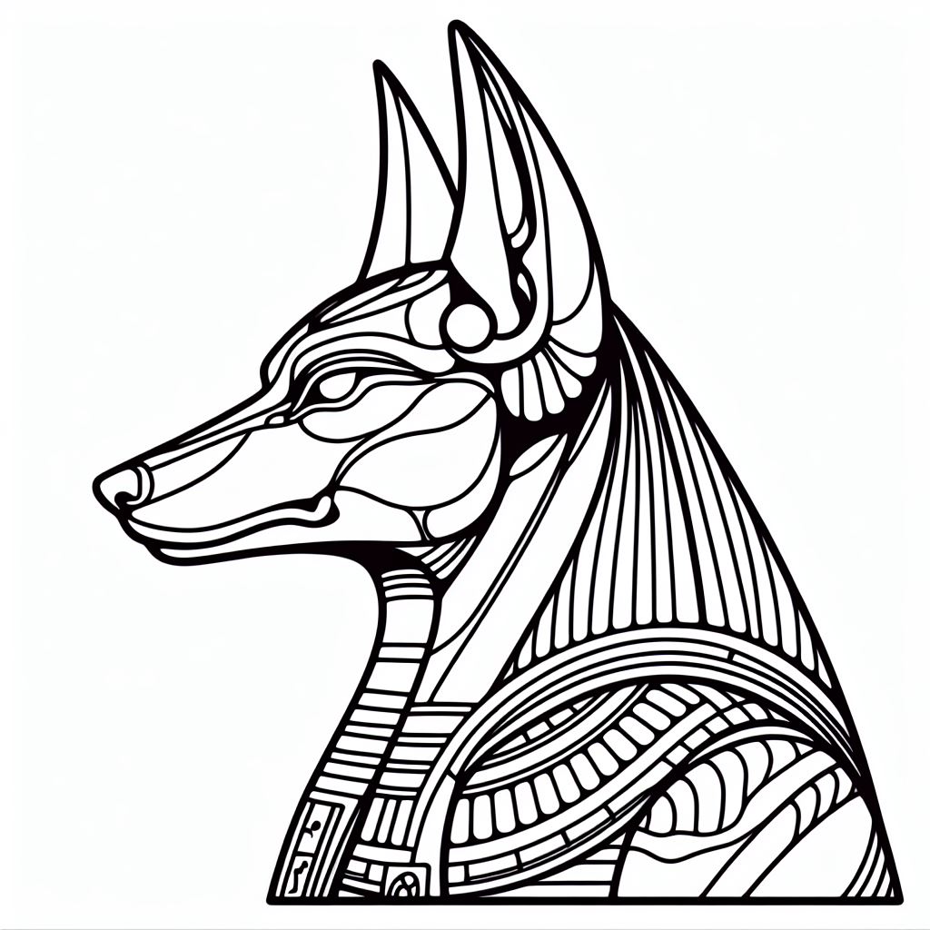 Anubis Canine Head Ancient Egyptian God 👼🐾 Coloring Page