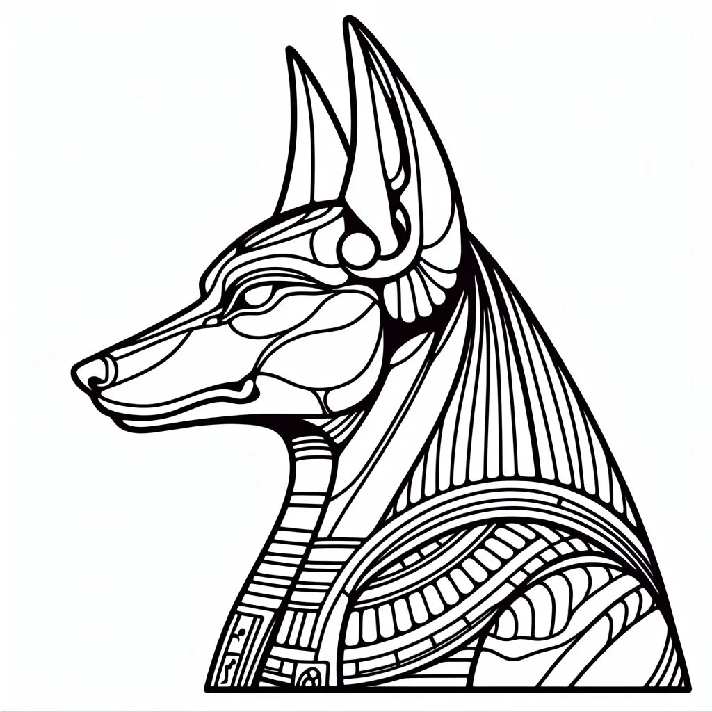 Anubis Canine Head Ancient Egyptian God 👼🐾 Coloring Page