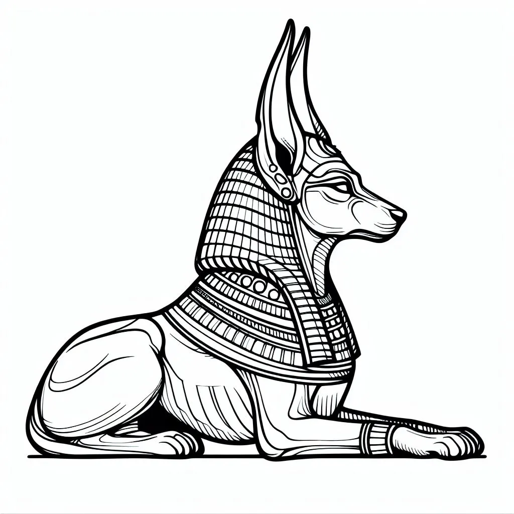Anubis Statue God of funerary rites, protector of souls 👼🏛️ Coloring Page