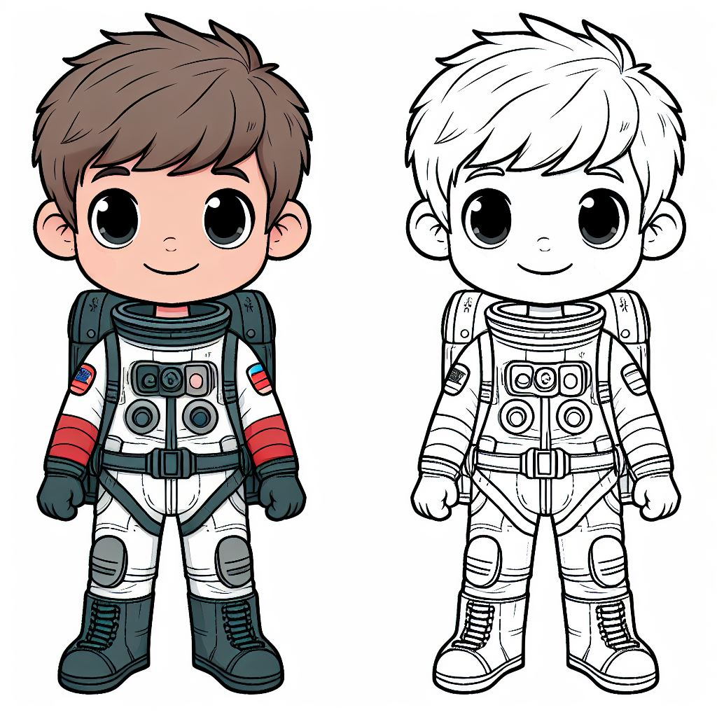 Boy Dressed as Astronaut 🌌🚀👨‍🚀 Coloring Page