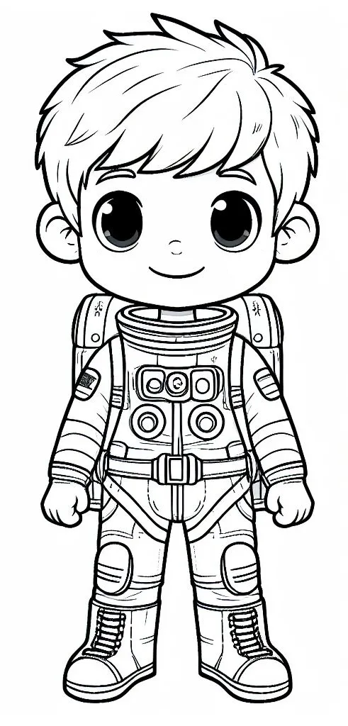 Boy Dressed as Astronaut 🌌🚀👨‍🚀 Coloring Page