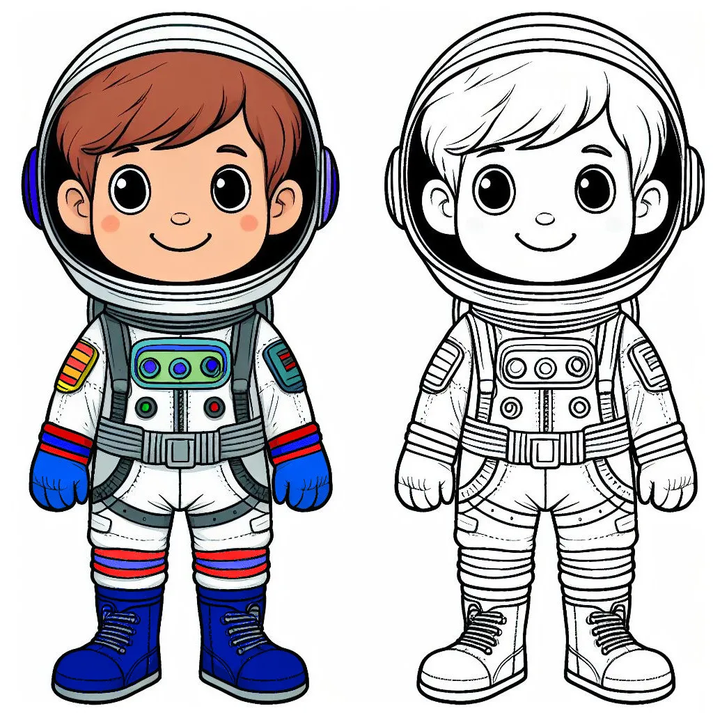 Astronaut Boy 🚀🌌👨‍🚀 Coloring Page