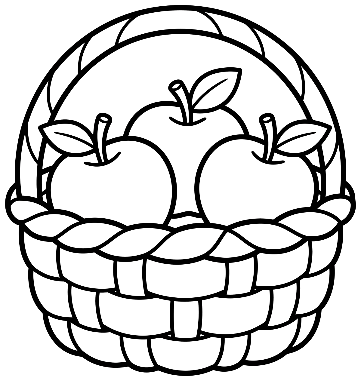 A Wicker Basket Full of Fresh Apples 🍎🧺🍏 Coloring Page